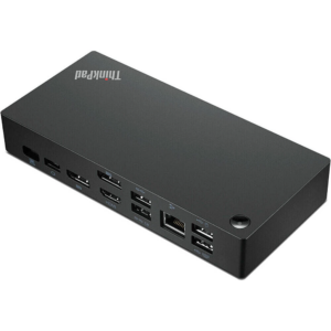 Lenovo ThinkPad Universal USB Type-C Dock, 40AY0090US, 3 USB 3.1 Gen 2 Type-A Ports, 2 USB 2.0 Type-A Ports, USB 3.1 Gen 2 Type-C Port, HDMI, 2 DisplayPort Ouptuts, One 4K Monitor at 60 Hz, Black