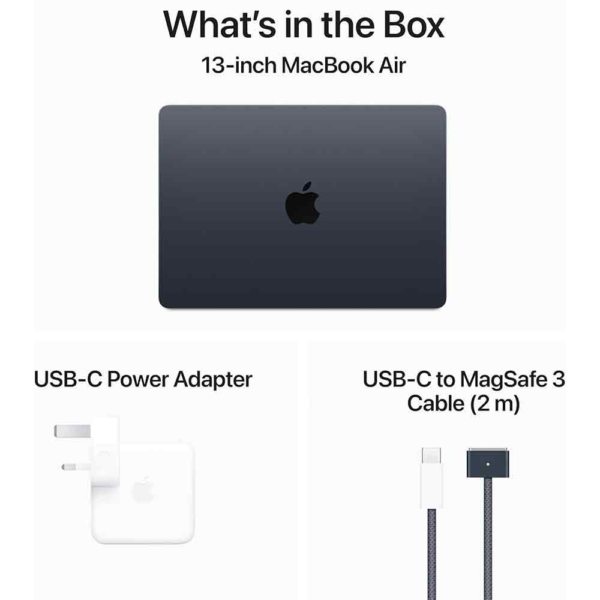 Apple MacBook Air 13-inch (M3 Chip, 8-Core CPU, 10-Core GPU, 16GB RAM, 512GB SSD) – Midnight – US English Keyboard Apple MacBook Air 13-inch (M3 Chip, 8-Core CPU, 10-Core GPU, 16GB RAM, 512GB SSD) – Midnight – US English Keyboard
