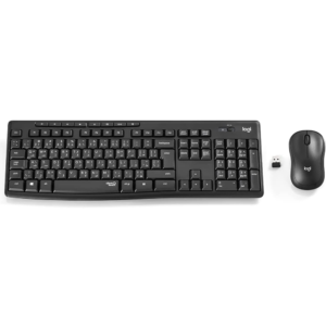 Logitech MK295 Wireless Keyboard and Mouse Set – SilentTouch, Quiet Typing & Clicking, Full-Size Keyboard with Numpad, Advanced Optical Mouse, Graphite Arabic Keyboard