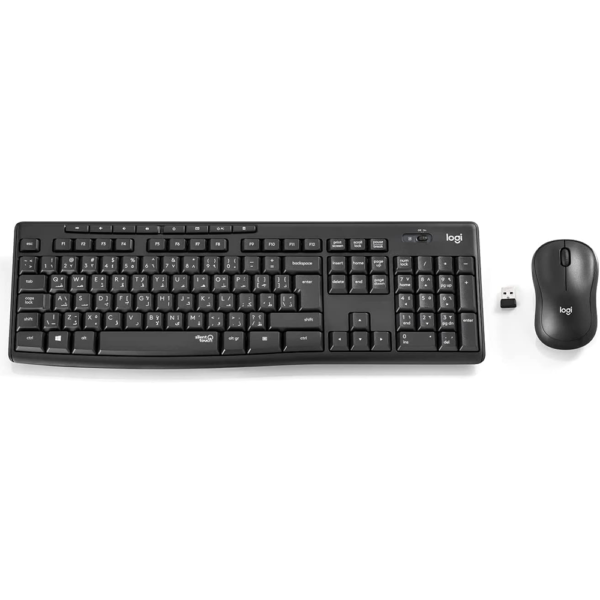 Logitech MK295 Wireless Keyboard and Mouse Set – SilentTouch, Quiet Typing & Clicking, Full-Size Keyboard with Numpad, Advanced Optical Mouse, Graphite Arabic Keyboard