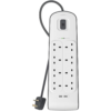 Belkin 8-Way Surge Protector, 2m Heavy Duty Extension Lead - 8 UK Plug Sockets, 2.4A USB Ports, 3900 Joule Protection- White