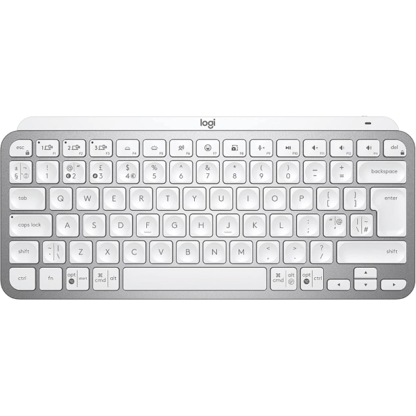 Logitech MX Keys Mini Wireless Illuminated Keyboard Grey – Compact, Backlit, Multi-OS, Bluetooth, USB-C, Metal Build