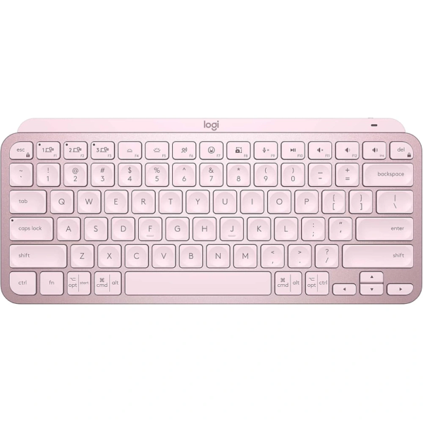 Logitech MX Keys Mini Wireless Illuminated Keyboard Rose– Compact, Backlit, Multi-OS, Bluetooth, USB-C, Metal Build