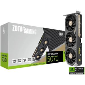 ZOTAC GAMING GeForce RTX 5070 SOLID Graphics Card – 12GB GDDR7, 6144 CUDA Cores, PCIe 5.0 x16, 28 Gbps Memory Clock, 2512MHz Engine Clock – ZT-B50700D-10P