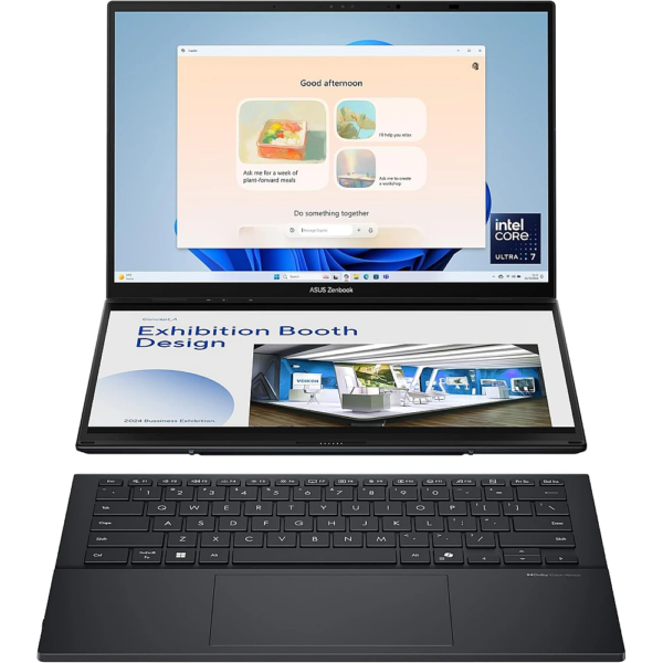ASUS ZenBook DUO UX8406CA-OLED7 – Intel Core Ultra 7, 32GB RAM, 1TB SSD, Dual 14” 3K OLED Touch, Stylus + Sleeve – Grey