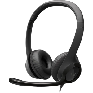 Logitech H390 USB Wired Headset – Stereo, Noise‑Cancelling Mic, In‑Line Controls, Chromebook Compatible – Black