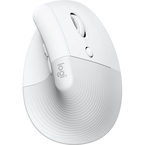 Logitech Lift Vertical Ergonomic Mouse – Wireless Bluetooth & Logi Bolt USB Receiver, Quiet Clicks, 4 Programmable Buttons, Windows/macOS/iPadOS Compatible – Off White