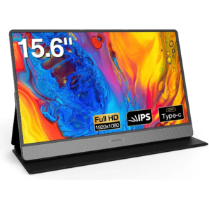Koorui 15B1 15.6 Inch Portable IPS Monitor – Full HD Retina Display, 60Hz Refresh, Dual Speakers, USB-C & HDMI Inputs – Ideal for Laptops, Gaming & Travel