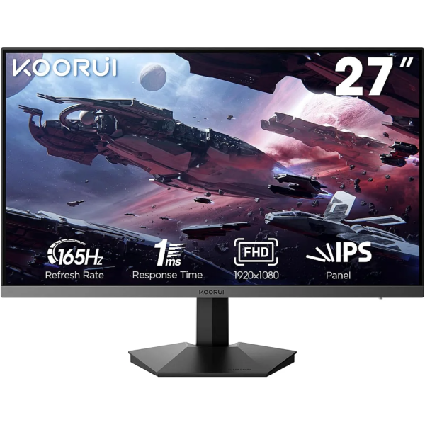 KOORUI GN06 27 Inch Gaming Monitor – 165Hz, IPS Full HD, 1ms Response, Adaptive Sync, Tilt Adjustable, HDMI & DisplayPort, VESA Mount – Black