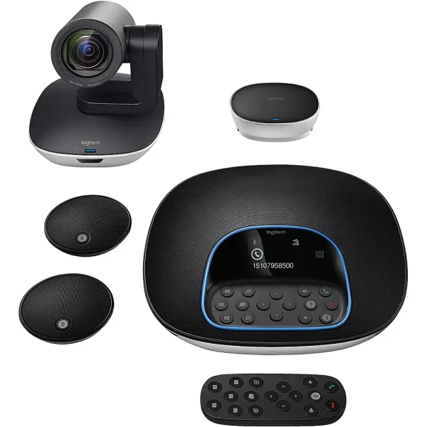 logitech-group-video-conferencing-system-with-expansion-mics Logitech Group Video Conferencing System with Expansion Mics – Ideal for Large Meeting Rooms in UAE, 1080p HD, Plug & Play, Skype/Zoom Compatible