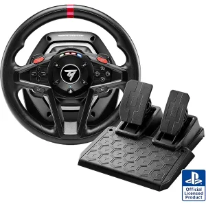 Thrustmaster T-128PS Racing Wheel with Force Feedback, LED Rev Counter, Magnetic Paddle Shifters & 2-Pedal Set, Compatible with PS5/PS4, Black | TM-WHL-T128-PS