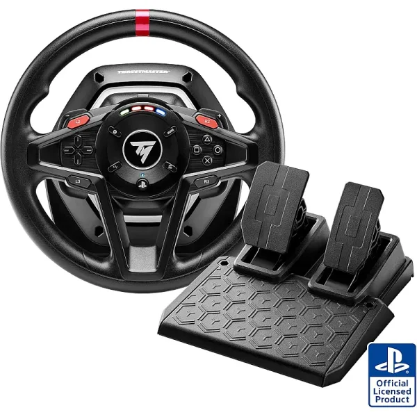 thrustmaster-t-128ps-racing-wheel Thrustmaster T-128PS Racing Wheel with Force Feedback, LED Rev Counter, Magnetic Paddle Shifters & 2-Pedal Set, Compatible with PS5/PS4, Black | TM-WHL-T128-PS