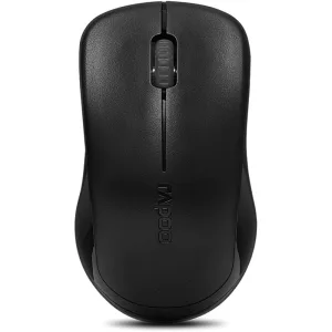 Rapoo 1620 Wireless Optical Mouse – 2.4GHz, 1000 DPI Precision, USB Receiver, Long Battery Life, Ambidextrous Design – Black