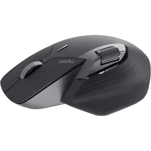 Rapoo MT760L Multi-Mode Wireless Optical Mouse – 2.4GHz, Bluetooth, Dongle, 10 Buttons, Side Scroll-Wheel, Adjustable 4000 DPI, Up to 10m Range, Black | 12831